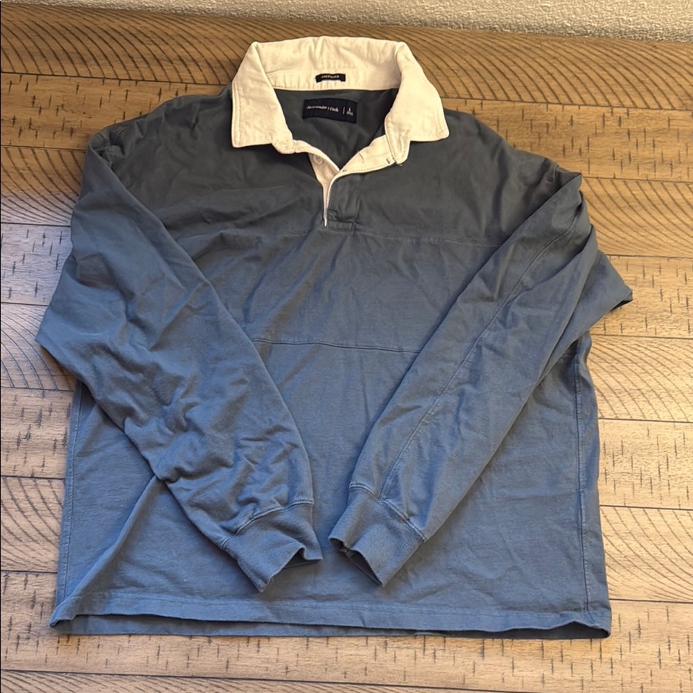 Abercrombie and Fitch Mens Baggy Blue Rugby Polo Large